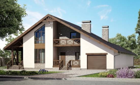 265-001-П Проект двухэтажного дома мансардой и гаражом, огромный дом из теплоблока Самара | Проекты домов от House Expert