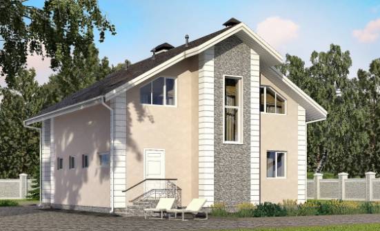 150-002-П Проект двухэтажного дома мансардой и гаражом, компактный загородный дом из твинблока Новокуйбышевск | Проекты домов от House Expert
