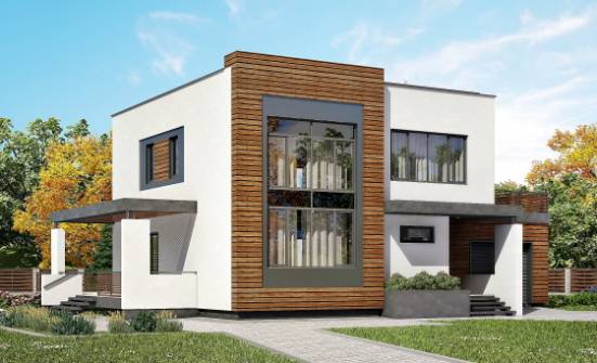 220-003-П Проект двухэтажного дома, гараж, современный дом из газосиликатных блоков Отрадный | Проекты домов от House Expert