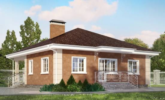 100-001-Л Проект одноэтажного дома, компактный домик из теплоблока Жигулёвск | Проекты домов от House Expert