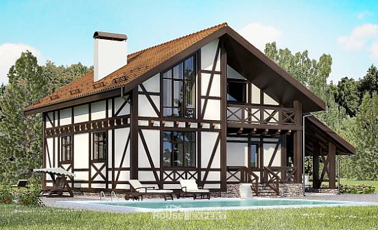 155-002-П Проект двухэтажного дома с мансардой, гараж, простой загородный дом из поризованных блоков Жигулёвск | Проекты домов от House Expert