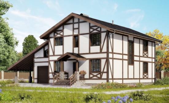 250-002-Л Проект двухэтажного дома с мансардой, гараж, простой загородный дом из кирпича Сызрань | Проекты домов от House Expert