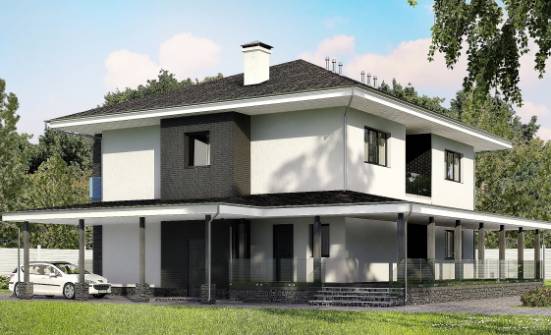 245-002-П Проект двухэтажного дома, гараж, красивый загородный дом из керамзитобетонных блоков Жигулёвск | Проекты домов от House Expert