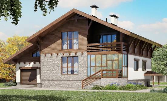 420-001-П Проект трехэтажного дома мансардный этаж и гаражом, уютный дом из кирпича Жигулёвск | Проекты домов от House Expert