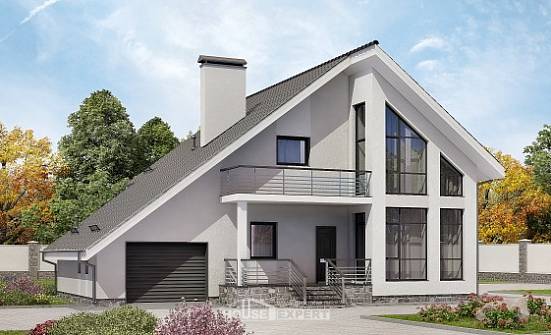200-007-Л Проект двухэтажного дома мансардой и гаражом, просторный дом из арболита Новокуйбышевск | Проекты домов от House Expert