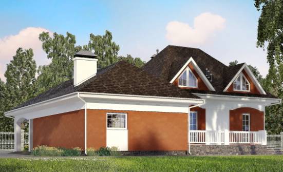 180-007-П Проект двухэтажного дома мансардой, гараж, небольшой дом из арболита Жигулёвск | Проекты домов от House Expert
