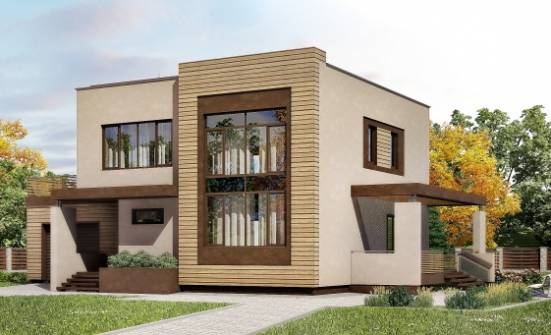 220-003-Л Проект двухэтажного дома и гаражом, современный коттедж из теплоблока Сызрань | Проекты домов от House Expert
