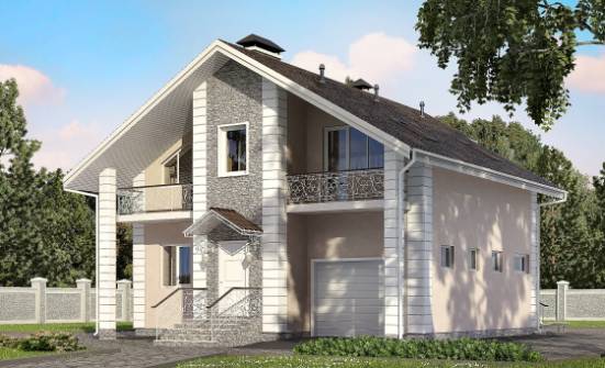 150-002-П Проект двухэтажного дома мансардой и гаражом, компактный загородный дом из твинблока Новокуйбышевск | Проекты домов от House Expert