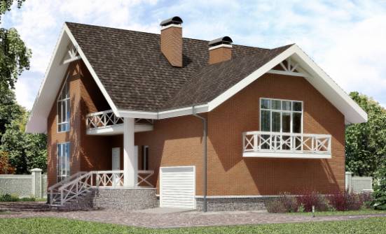 215-001-П Проект двухэтажного дома мансардой, гараж, современный дом из арболита Новокуйбышевск | Проекты домов от House Expert