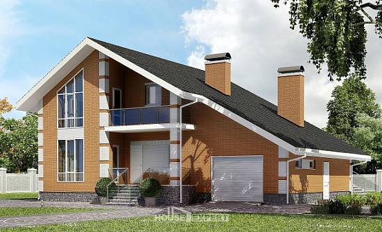 190-006-П Проект двухэтажного дома мансардный этаж и гаражом, современный дом из поризованных блоков Самара | Проекты домов от House Expert