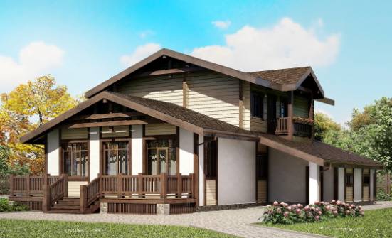 190-004-П Проект двухэтажного дома мансардой и гаражом, просторный коттедж из теплоблока из дерева Самара | Проекты домов от House Expert