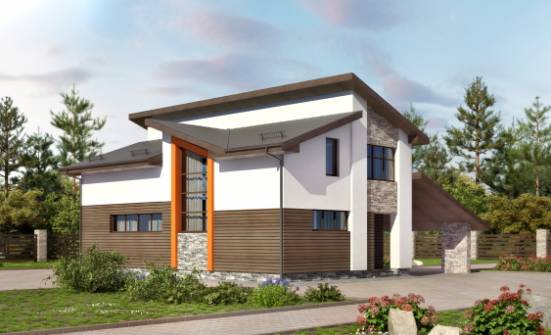 200-010-П Проект двухэтажного дома с мансардой, гараж, современный загородный дом из арболита Сызрань | Проекты домов от House Expert