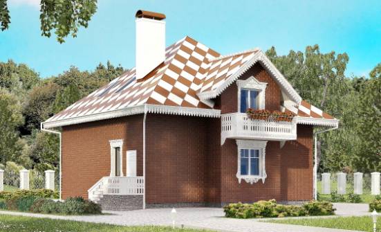 155-003-Л Проект двухэтажного дома с мансардным этажом, гараж, экономичный коттедж из пеноблока Новокуйбышевск | Проекты домов от House Expert