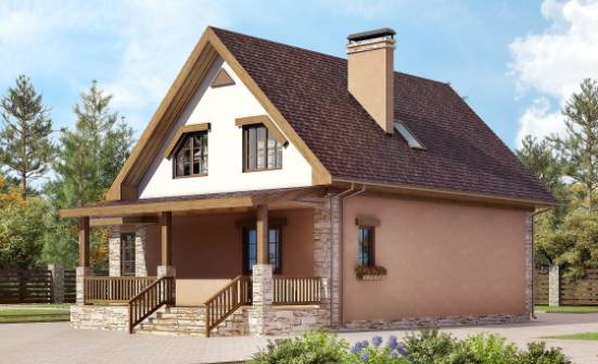 140-002-П Проект двухэтажного дома мансардой, небольшой загородный дом из пеноблока Сызрань | Проекты домов от House Expert