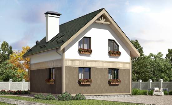 105-001-Л Проект двухэтажного дома мансардой, бюджетный домик из твинблока Самара | Проекты домов от House Expert