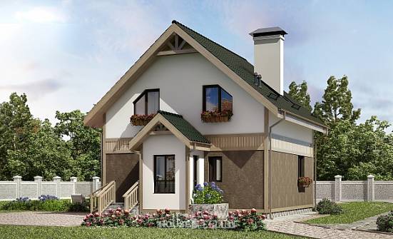 105-001-Л Проект двухэтажного дома мансардой, бюджетный домик из твинблока Самара | Проекты домов от House Expert