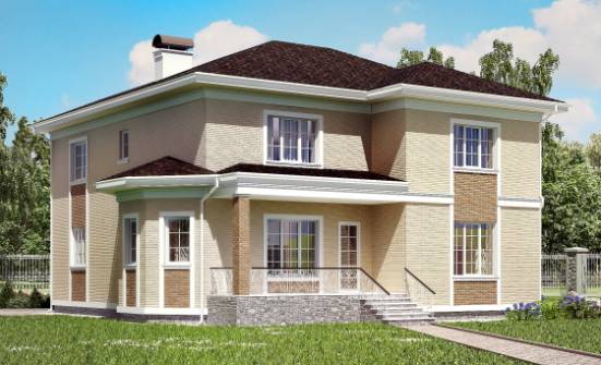 335-001-Л Проект двухэтажного дома, гараж, красивый дом из кирпича Новокуйбышевск | Проекты домов от House Expert