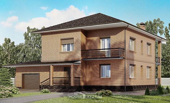245-003-Л Проект двухэтажного дома и гаражом, просторный коттедж из кирпича Новокуйбышевск | Проекты домов от House Expert