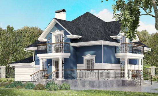 180-002-П Проект двухэтажного дома с мансардным этажом, гараж, современный домик из кирпича Сызрань | Проекты домов от House Expert