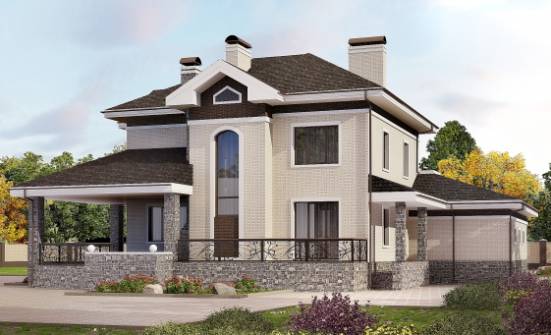 365-001-Л Проект трехэтажного дома, гараж, современный загородный дом из кирпича Самара | Проекты домов от House Expert