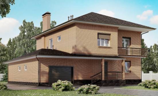 245-003-Л Проект двухэтажного дома и гаражом, просторный коттедж из кирпича Новокуйбышевск | Проекты домов от House Expert