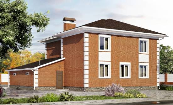220-004-Л Проект двухэтажного дома и гаражом, средний коттедж из кирпича Новокуйбышевск | Проекты домов от House Expert