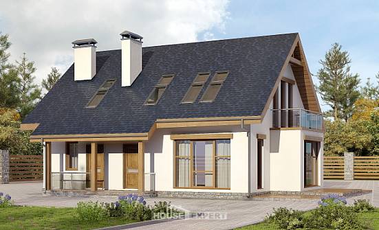 155-012-П Проект двухэтажного дома мансардой, доступный дом из пеноблока Жигулёвск | Проекты домов от House Expert
