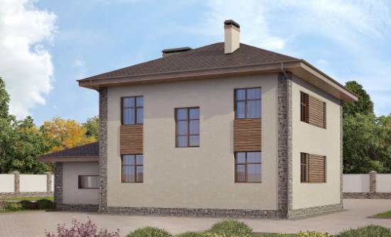 185-004-П Проект двухэтажного дома и гаражом, современный коттедж из арболита Новокуйбышевск | Проекты домов от House Expert