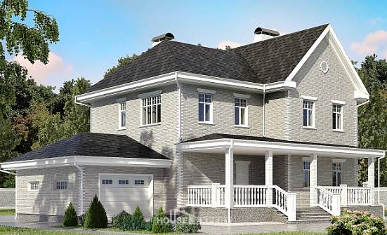190-001-Л Проект двухэтажного дома и гаражом, классический дом из кирпича Сызрань | Проекты домов от House Expert