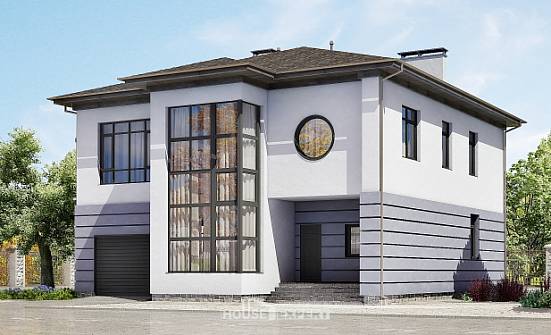300-006-Л Проект двухэтажного дома, гараж, современный загородный дом из кирпича Отрадный | Проекты домов от House Expert