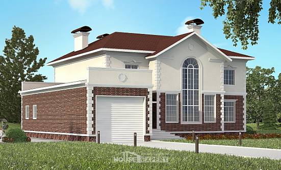 380-001-Л Проект двухэтажного дома и гаражом, огромный коттедж из кирпича Самара | Проекты домов от House Expert