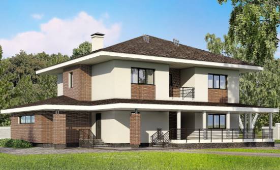 275-002-П Проект двухэтажного дома, гараж, большой загородный дом из кирпича Жигулёвск | Проекты домов от House Expert