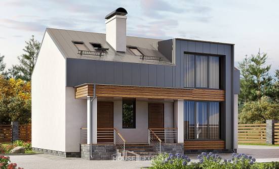 120-004-П Проект двухэтажного дома с мансардой, простой загородный дом из теплоблока Самара | Проекты домов от House Expert