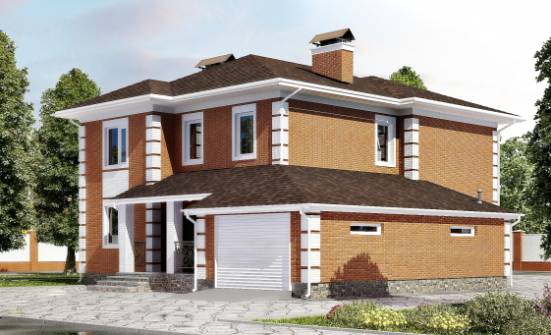 220-004-Л Проект двухэтажного дома и гаражом, средний коттедж из кирпича Новокуйбышевск | Проекты домов от House Expert