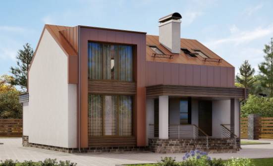 120-004-Л Проект двухэтажного дома мансардой, бюджетный дом из блока Жигулёвск | Проекты домов от House Expert