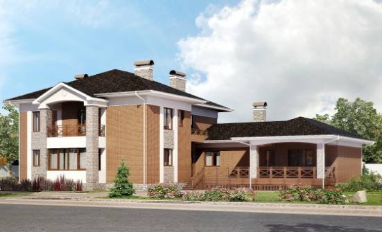 520-002-Л Проект трехэтажного дома и гаражом, красивый домик из бризолита Сызрань | Проекты домов от House Expert