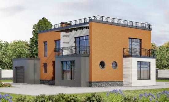 260-002-Л Проект двухэтажного дома, гараж, классический загородный дом из твинблока Новокуйбышевск | Проекты домов от House Expert