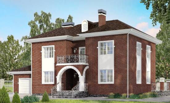 180-006-Л Проект двухэтажного дома и гаражом, классический загородный дом из кирпича Новокуйбышевск | Проекты домов от House Expert