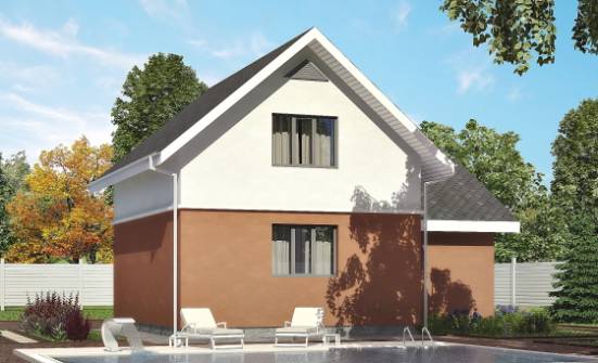 120-002-Л Проект двухэтажного дома с мансардой, гараж, простой коттедж из твинблока Отрадный | Проекты домов от House Expert