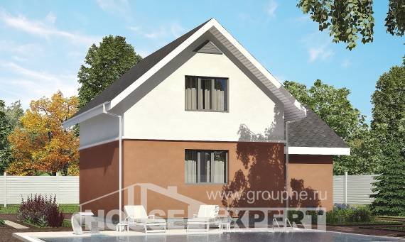 120-002-Л Проект двухэтажного дома мансардой, гараж, уютный коттедж из теплоблока Новокуйбышевск, House Expert