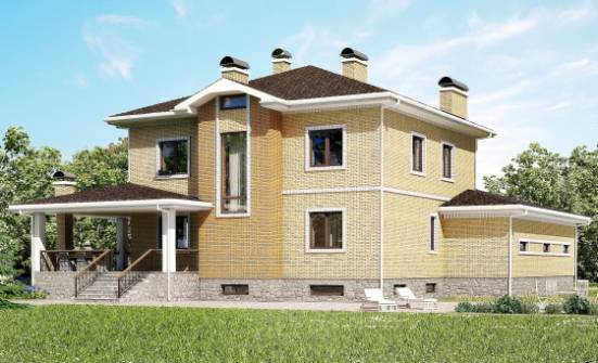 350-002-Л Проект трехэтажного дома, гараж, просторный дом из кирпича Самара | Проекты домов от House Expert