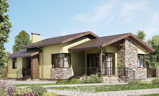 130-007-Л Проект одноэтажного дома, классический загородный дом из бризолита Самара | Проекты домов от House Expert