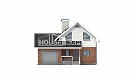 120-002-Л Проект двухэтажного дома с мансардным этажом и гаражом, экономичный домик из поризованных блоков Отрадный, House Expert
