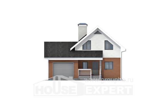120-002-Л Проект двухэтажного дома с мансардным этажом и гаражом, экономичный домик из поризованных блоков Отрадный, House Expert