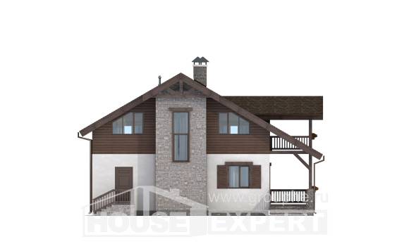 150-004-Л Проект двухэтажного дома мансардный этаж, красивый домик из теплоблока Сызрань, House Expert