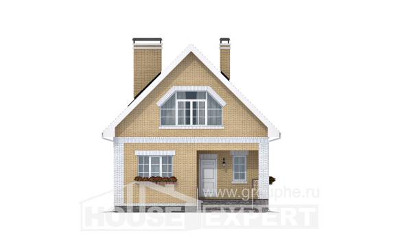 130-004-П Проект двухэтажного дома с мансардой, недорогой домик из керамзитобетонных блоков Жигулёвск, House Expert