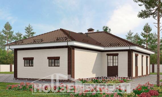 160-015-П Проект одноэтажного дома, гараж, простой домик из поризованных блоков Самара, House Expert