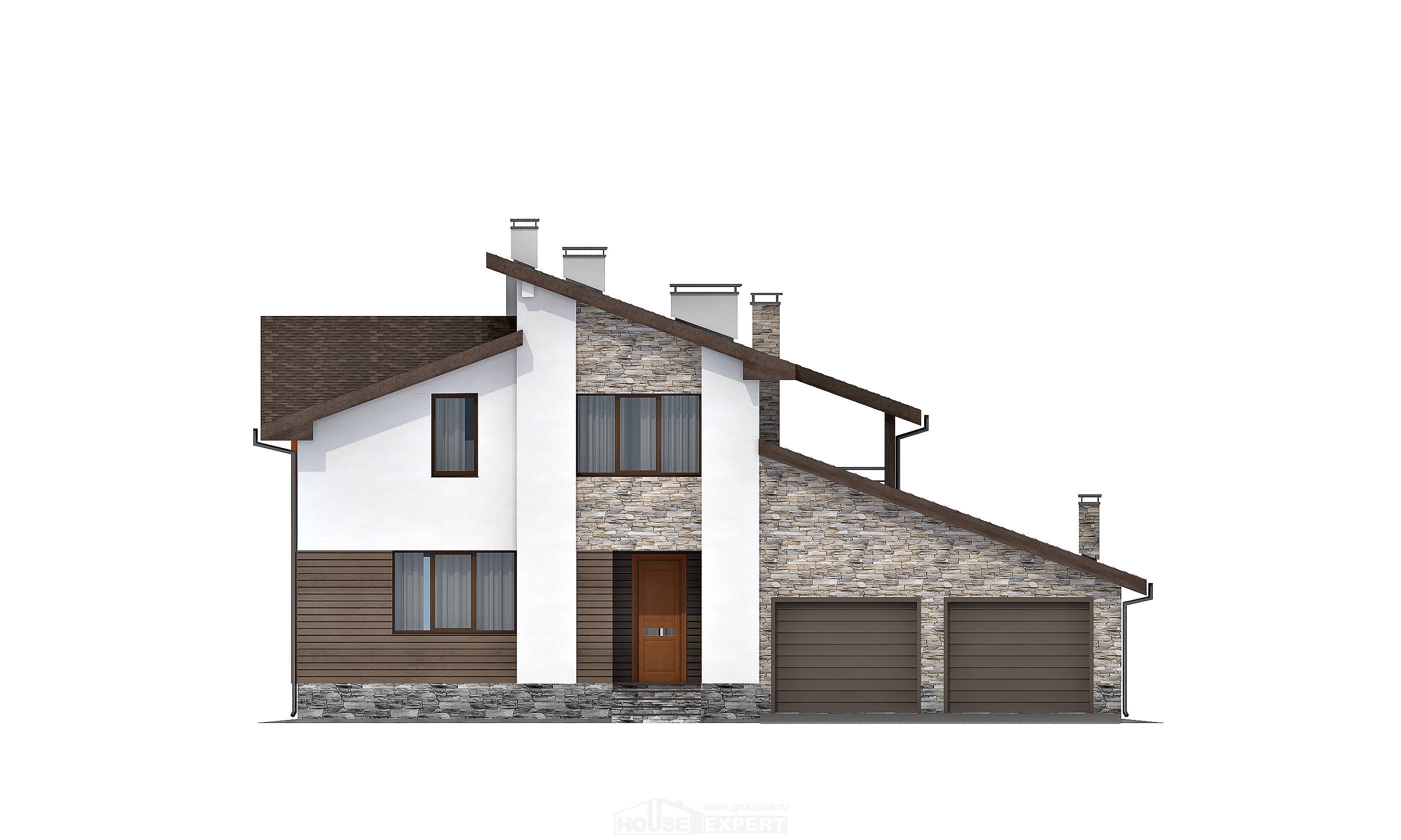240-004-П Проект двухэтажного дома с мансардой и гаражом, современный загородный дом из твинблока Отрадный, House Expert