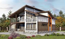 240-004-П Проект двухэтажного дома с мансардным этажом и гаражом, средний коттедж из бризолита Сызрань, House Expert