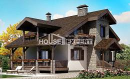150-004-Л Проект двухэтажного дома мансардный этаж, скромный загородный дом из пеноблока Жигулёвск, House Expert